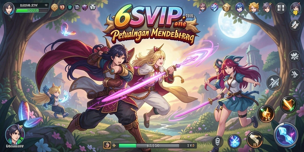 Tampilan gameplay seru dalam 6SVIP yang penuh dengan karakter anime.