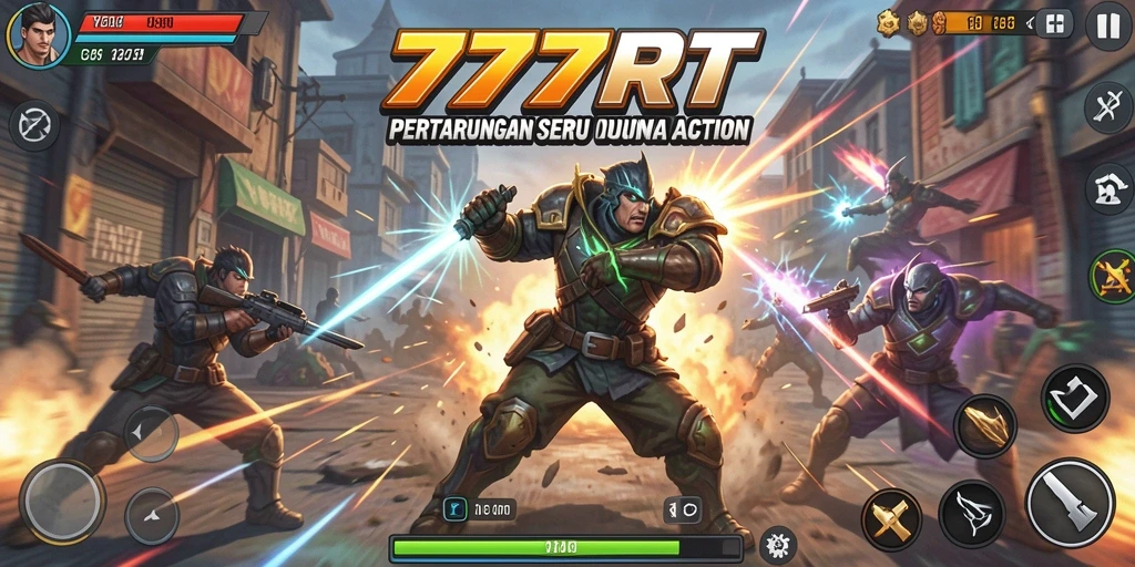 Tampilan gameplay seru dari 777RT dalam aksi bertarung.