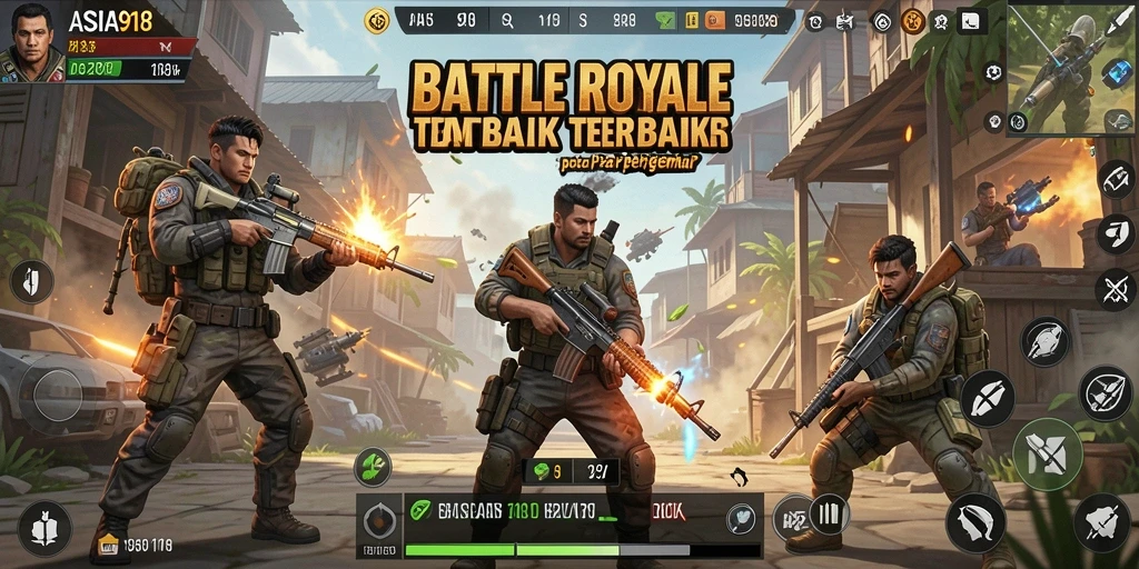 Tampilan seru gameplay Battle Royale yang mendebarkan di ASIA918.