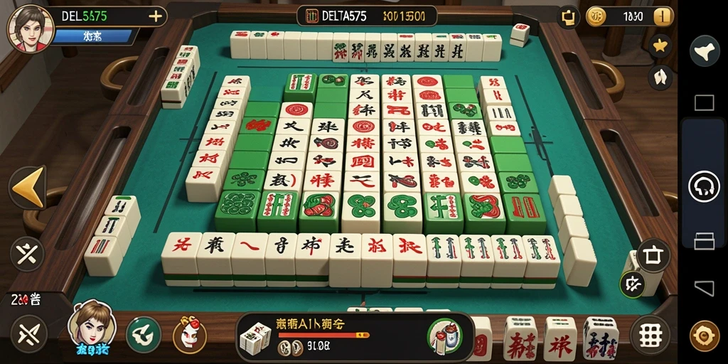 Screenshot menunjukkan gameplay menarik dari DELTA575 saat bermain Mahjong.