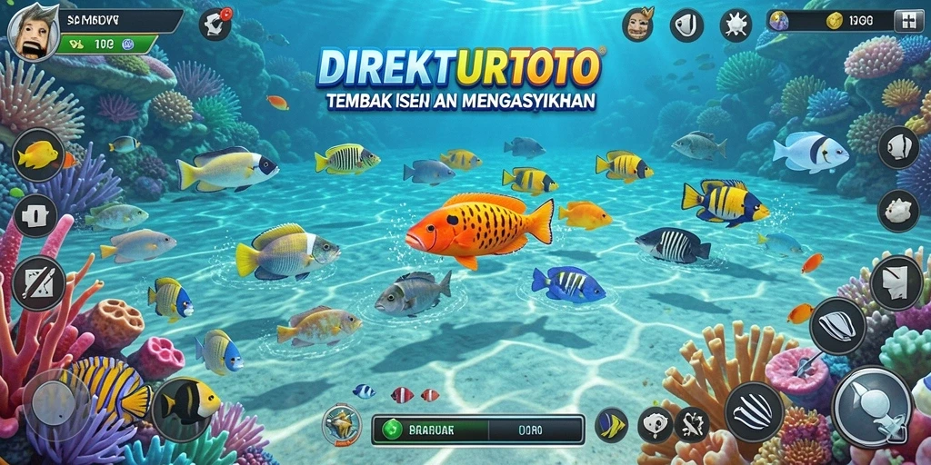 Tangkapan layar gameplay DIREKTURTOTO yang menampilkan serunya menembak ikan.