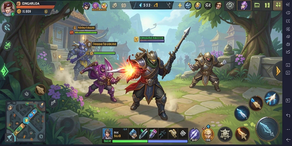 Screenshot gameplay IDNGARUDA menampilkan pertempuran epik dan strategi yang mendalam.