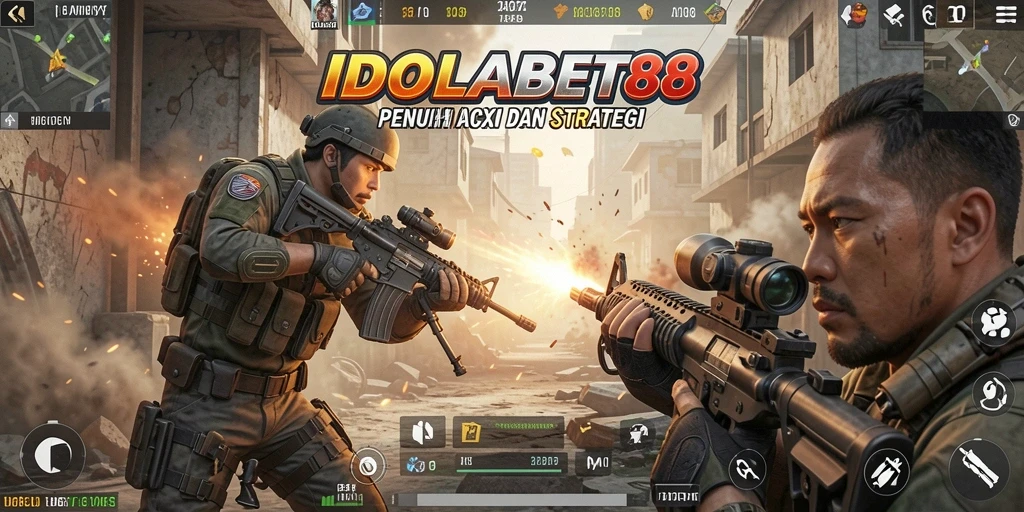 Screenshot IDOLABET88 menampilkan aksi gameplay FPS yang mendebarkan.