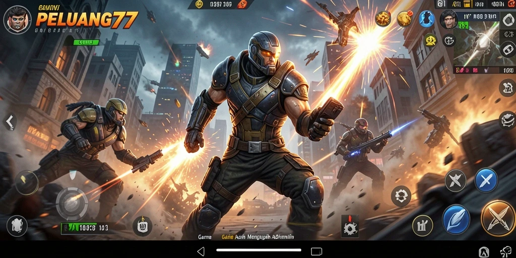Tampilan gameplay epik PELUANG77 saat perang sengit.